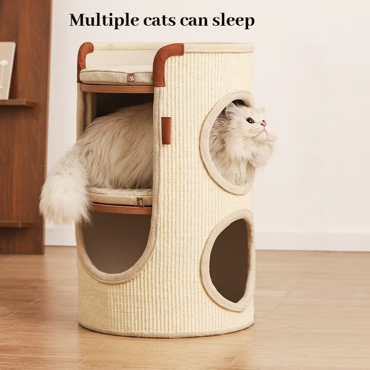 🐾Sisal Bucket Cat Scratching Board, 2-in-1 Cat Climbing Frame And Cat Bed
