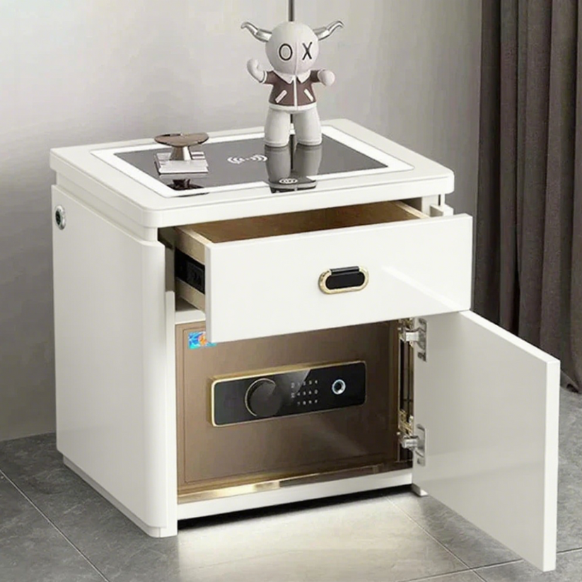 Smart Secure 3-Drawer Nightstand with Biometric Safe & LED Lighting