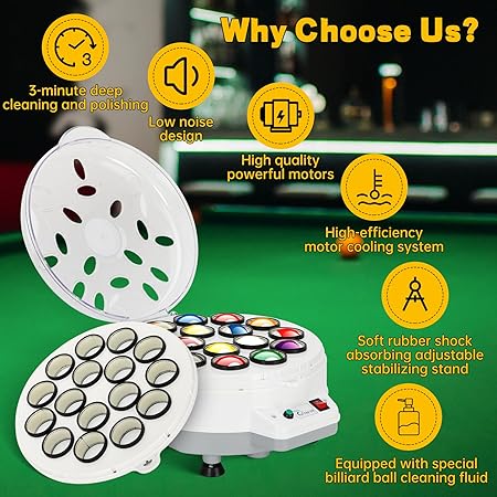 ✨🎱Upgraded Billiard Ball Cleaner and Polisher, Billiard Ball Cleaner, Pool Ball Cleaner for 16 Billiard and Snooker