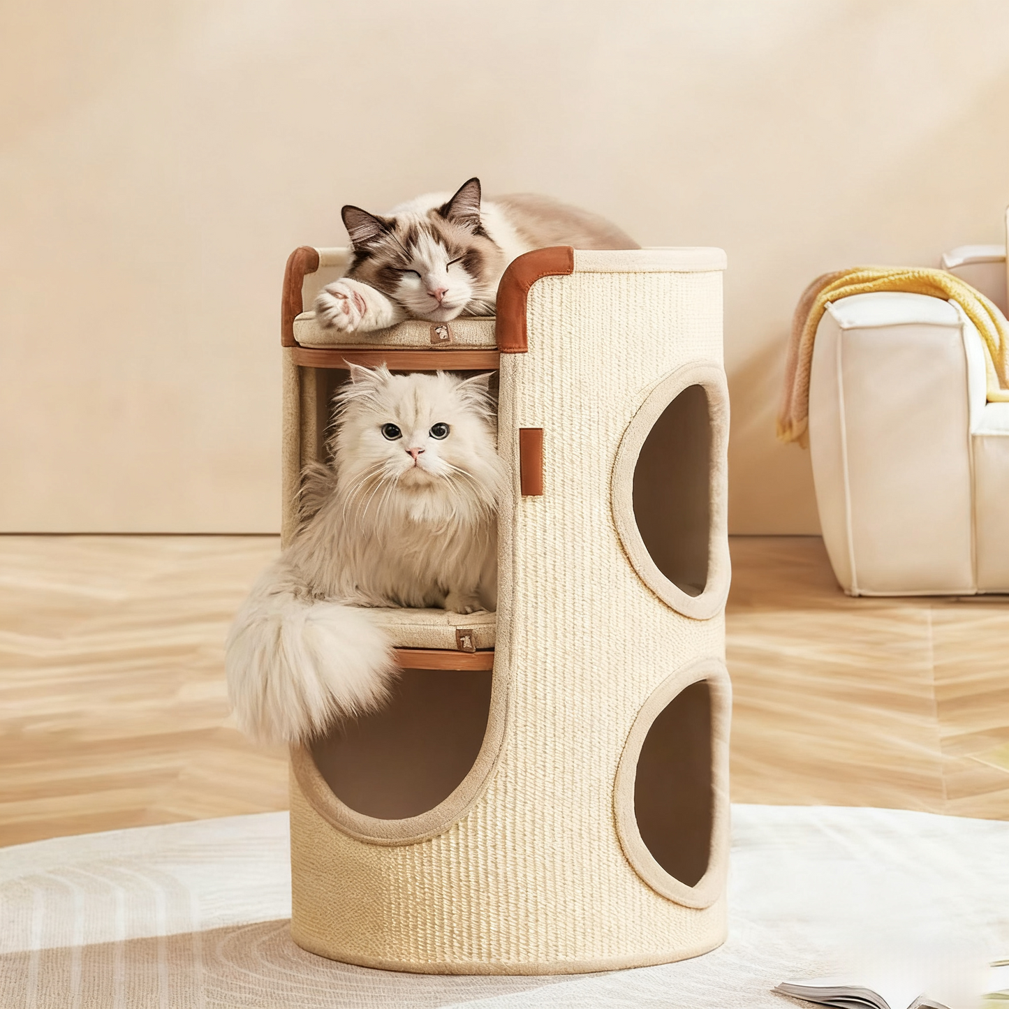 🐾Sisal Bucket Cat Scratching Board, 2-in-1 Cat Climbing Frame And Cat Bed