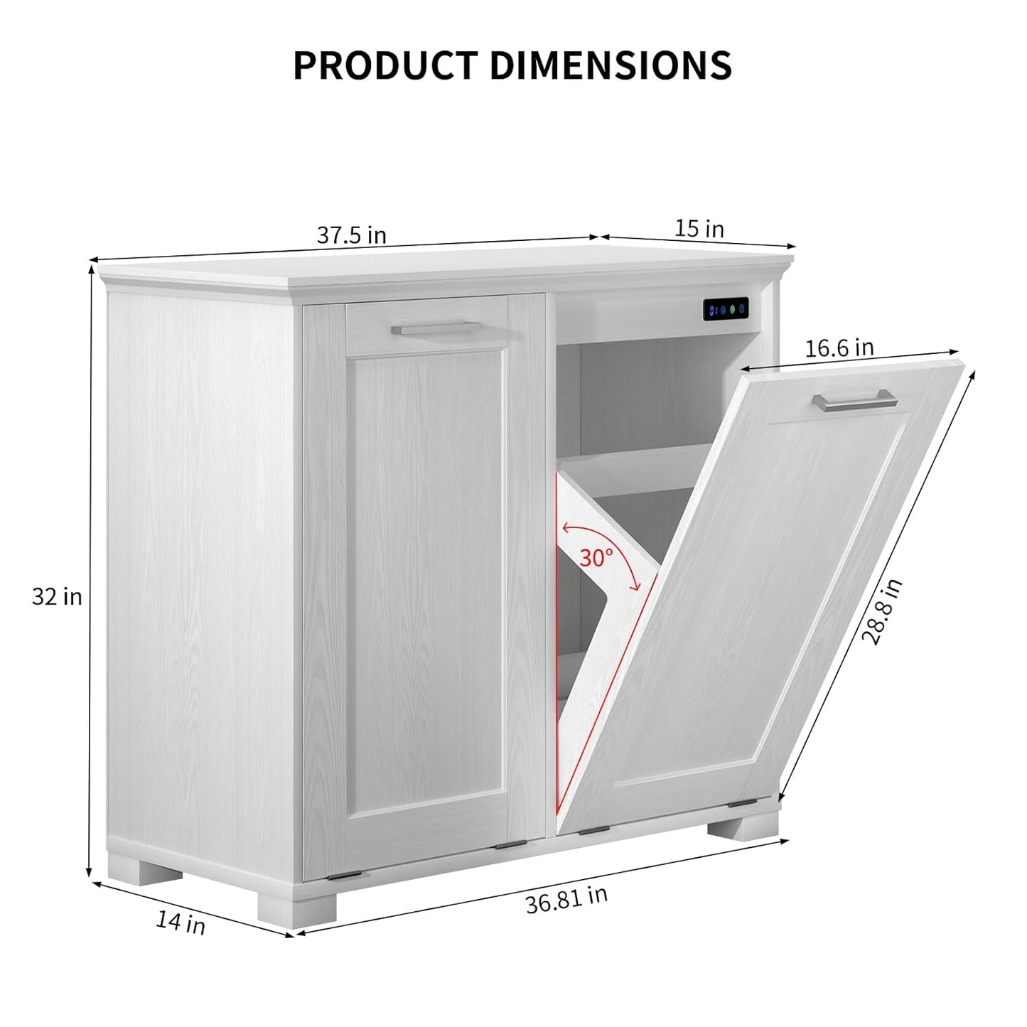 ✨Tilt Out Trash Cabinet with Deodorising Function, Wooden Freestanding Garbage Can for Home and Kitchen Hidden Laundry Hamper