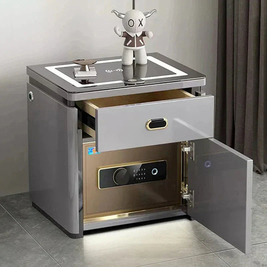 Smart Secure 3-Drawer Nightstand with Biometric Safe & LED Lighting