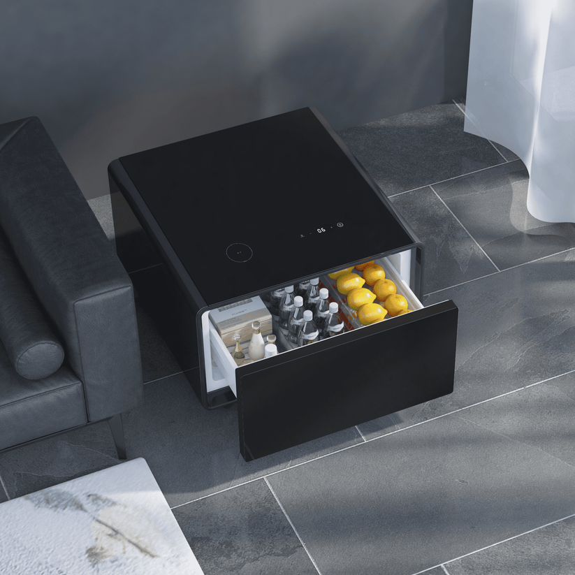🌠Modern Smart Coffee Table with Built in Fridge, Outlet Protection,Wireless Charging, Mechanical Temperature Control, Power Socket, USB Interface and Ice Water Interface
