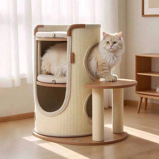 🐾Sisal Bucket Cat Scratching Board, 2-in-1 Cat Climbing Frame And Cat Bed